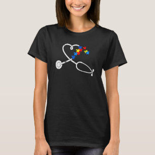 Camiseta Graciosa Enfermera Autismo Rompecabezas Estetiosco