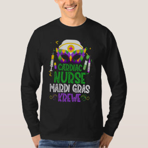 Camiseta Graciosa enfermera cardíaca Krewe Mask Mardi Gras