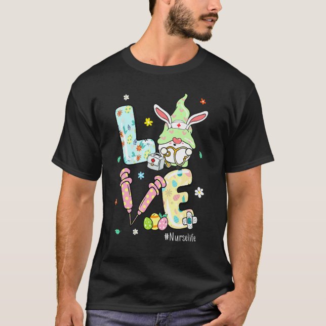 Camiseta Graciosa enfermera de amor Stethoscope Cute Gnomie (Anverso)