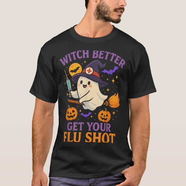 Camiseta Graciosa enfermera de Halloween fantasma de la gri (Anverso)