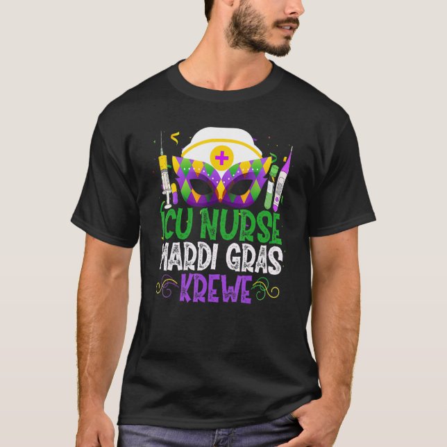 Camiseta Graciosa enfermera de Icu, Krewe, mastica el carna (Anverso)
