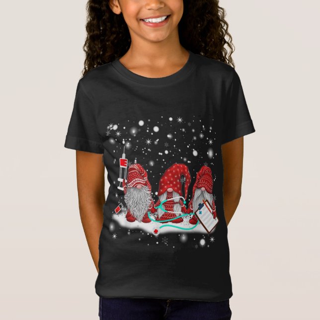 Camiseta Graciosa enfermera Gnomes Santa Navidades Enfermer (Anverso)