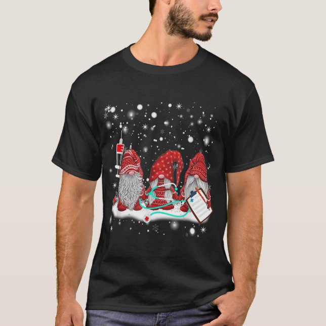 Camiseta Graciosa enfermera Gnomes Santa Navidades Enfermer (Anverso)