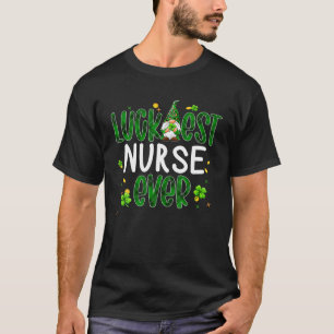 Camiseta Graciosa enfermera más afortunada de Shamrock Gnom
