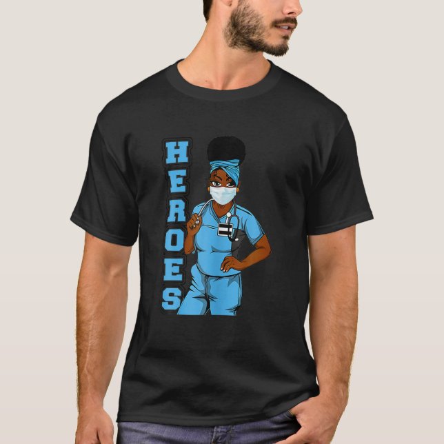 Camiseta Graciosa enfermera negra heroe la máscara afro afr (Anverso)