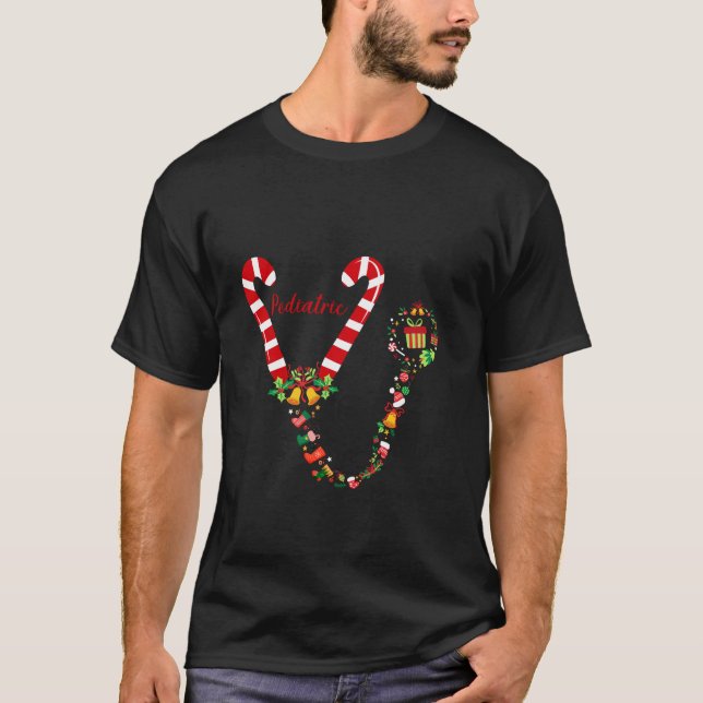 Camiseta Graciosa enfermera pediátrica Chris Candy Cane Ste (Anverso)