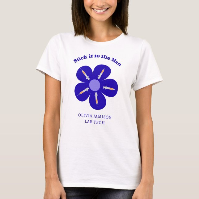 Camiseta Graciosa enfermera Phlebotomía Jeringa De Flor Dis (Anverso)