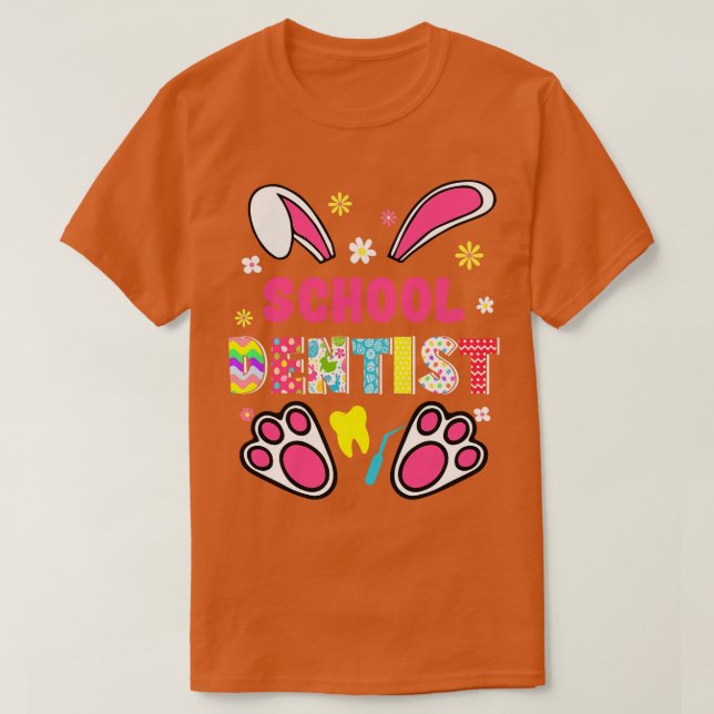 Camiseta Graciosa Escuela de Conejo Dentista Día de Pascua  (Diseño del anverso)