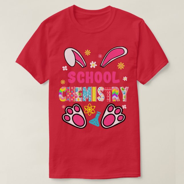 Camiseta Graciosa Escuela de Conejo Química Día de Pascua H (Diseño del anverso)