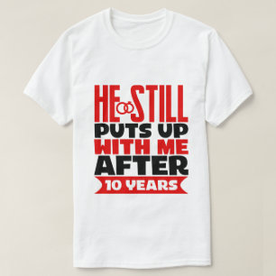 Camiseta graciosa esposa del décimo aniversario