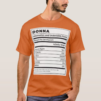 Camiseta Graciosa Etiqueta de alimentos Ingredientes Femeni