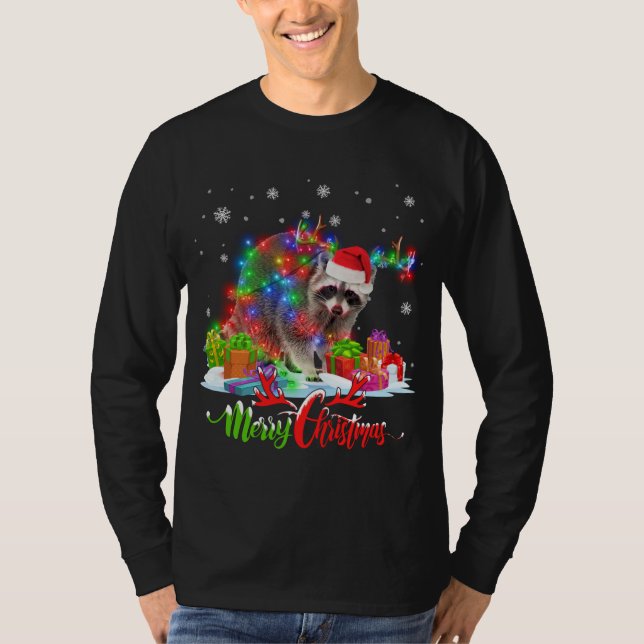 Camiseta Graciosa familia de Fiestas Raccoon Animal Merry C (Anverso)