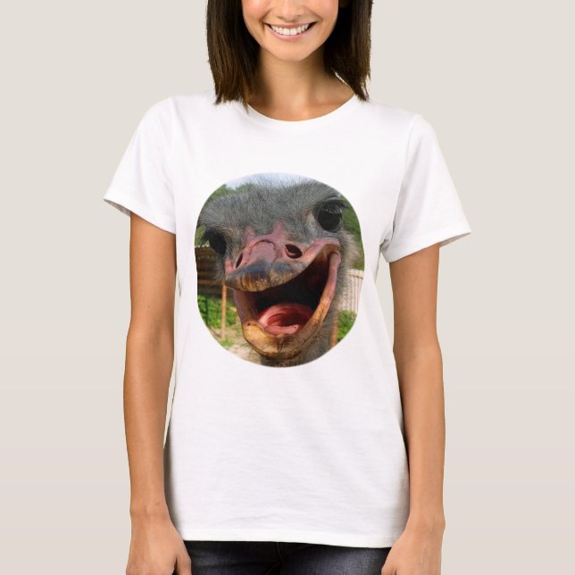 Camiseta Graciosa foto de pájaro de avestruz (Anverso)