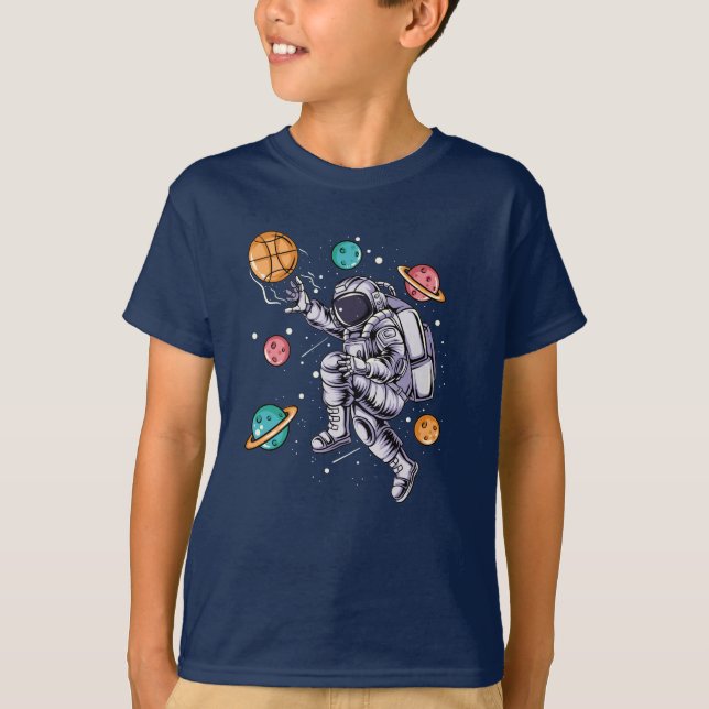 Camiseta Graciosa galaxia astronauta del espacio de balonce (Anverso)