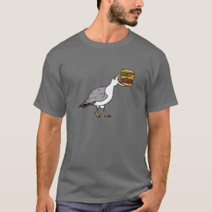 Camiseta Graciosa gaviota de pájaro animal con comida hamb