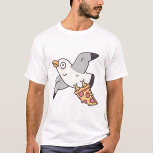 Camiseta Graciosa Gaviota Volando Con Pizza Slice