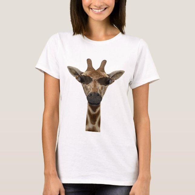Camiseta Graciosa Giraffe Incognito Con Gafas De Sol De Mod (Anverso)