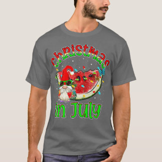 Camiseta Graciosa Gnome Summer Watermelon Xmas Luces Navida