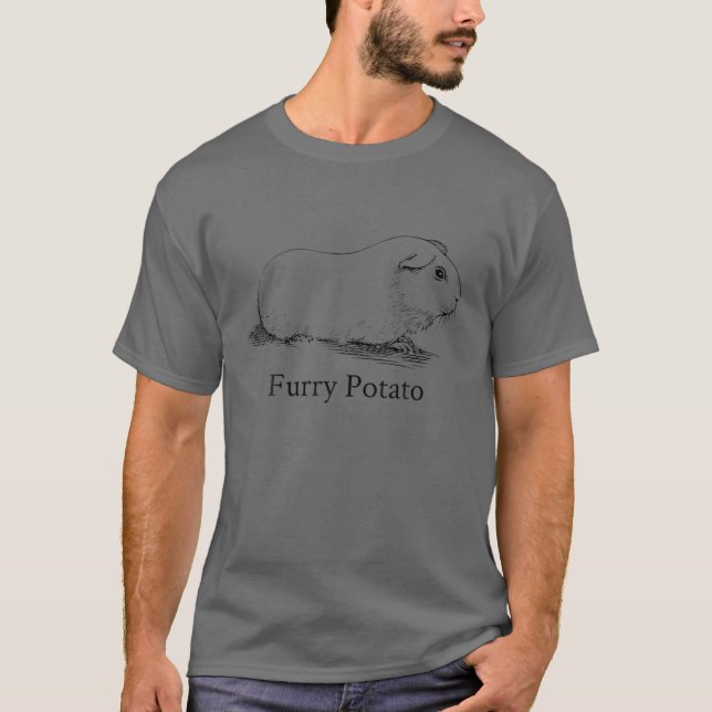 Camiseta Graciosa Guinea Cerdo Furry Potato Nombre Animal E (Anverso)
