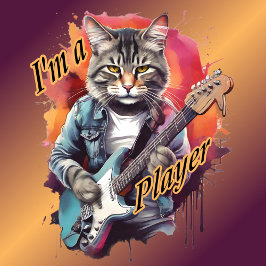 Camiseta Graciosa guitarra gata Soy jugador