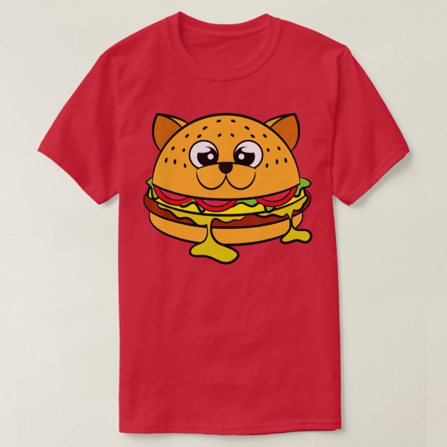 Camiseta Graciosa hamburguesa de comida rápida Gato Kitten  (Diseño del anverso)