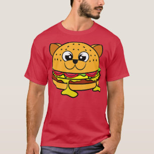 Camiseta Graciosa hamburguesa de comida rápida Gato Kitten