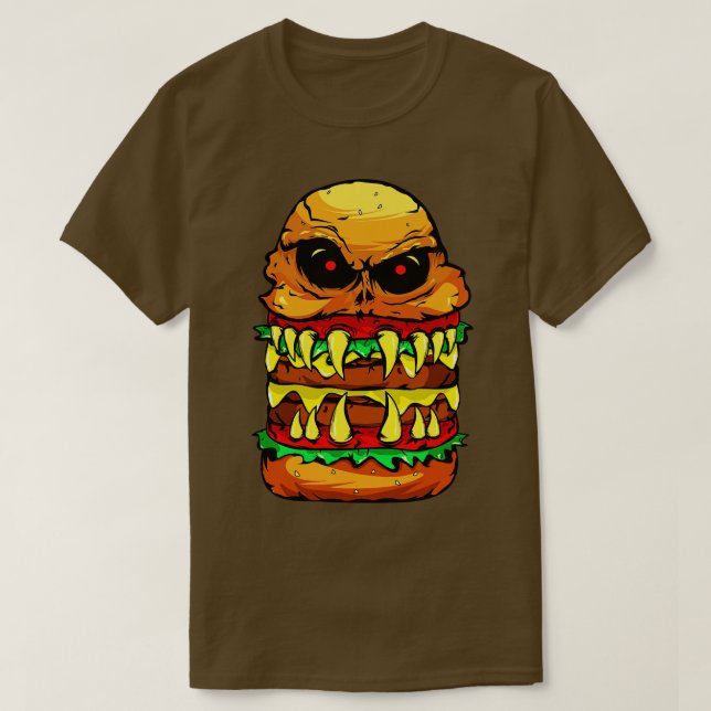 Camiseta Graciosa hamburguesa de queso asustado (Diseño del anverso)