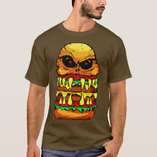 Camiseta Graciosa hamburguesa de queso asustado
