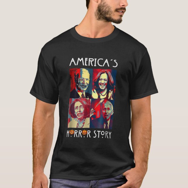 Camiseta Graciosa historia de terror en América Biden Hallo (Anverso)