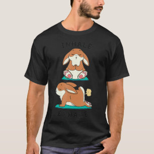 Camiseta Graciosa Inhale De Yoga Ehale Farting Rabbit Yoga 