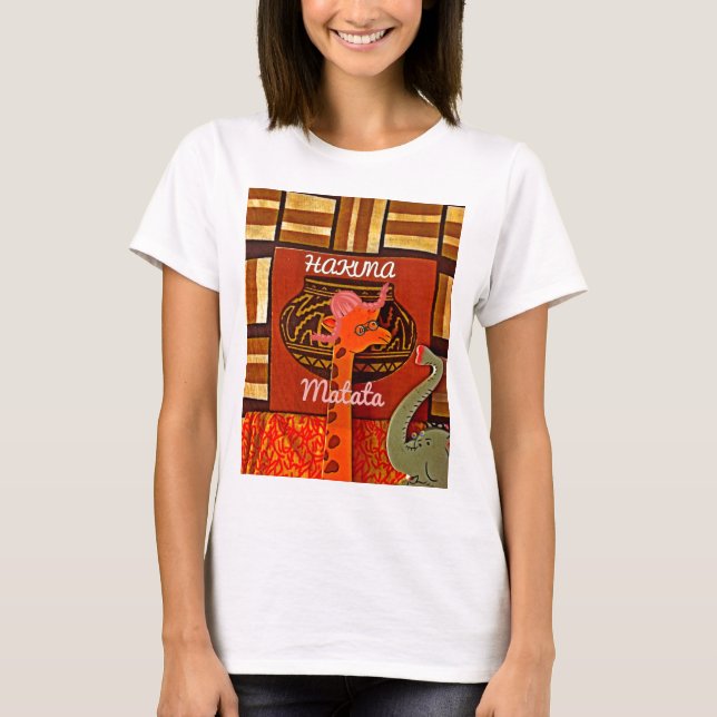 Camiseta Graciosa jirafa con texto fresco Hakuna Matata (Anverso)
