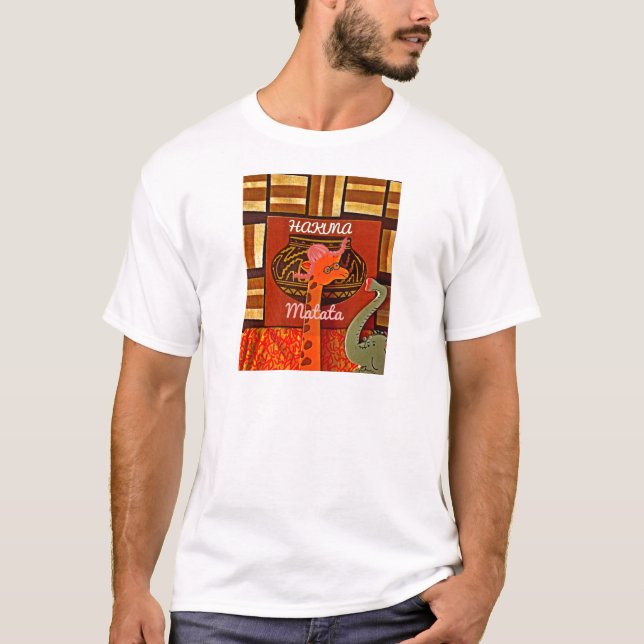 Camiseta Graciosa jirafa con texto fresco Hakuna Matata (Anverso)