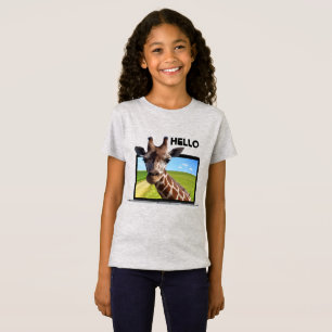 Camiseta Graciosa jirafa en foto de ilusión gráfica 3D para
