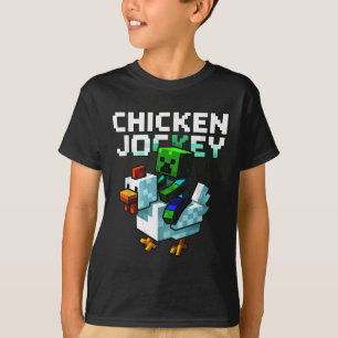 Camiseta Graciosa jockey sobre pollo Zombie Pixel Art Gamer