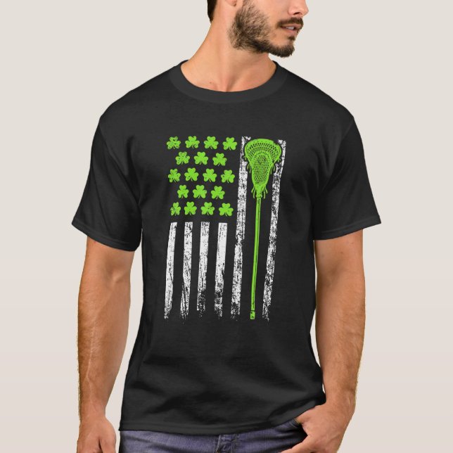 Camiseta Graciosa Lacrosse Bandera Estadounidense St Patric (Anverso)
