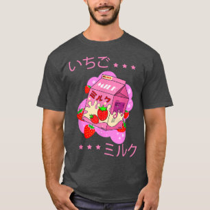 Camiseta Graciosa leche de fresa Kawaii japonesa retro 90 S