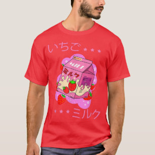 Camiseta Graciosa leche de fresa Kawaii japonesa retro 90 S
