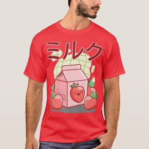 Camiseta Graciosa leche retro 90 sacude el kawaii Strawbe j