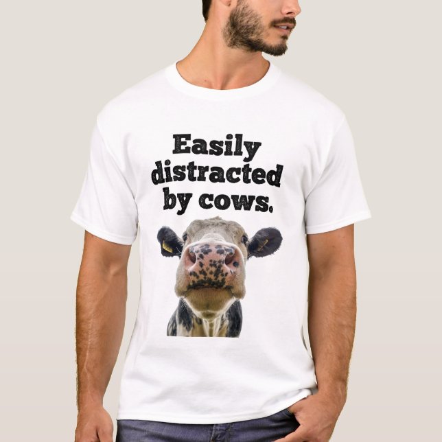 Camiseta Graciosa lechería para vacas moo fácilmente distra (Anverso)