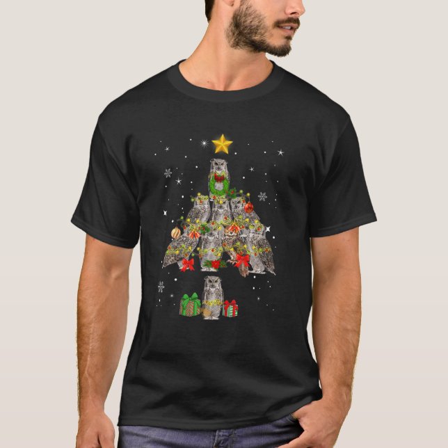 Camiseta Graciosa Lechuza Familia De Árboles De Navidad (Anverso)