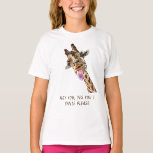Camiseta Graciosa lengua de jirafa fuera de Wink juguetón -