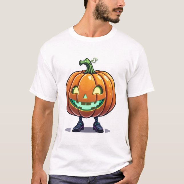 Camiseta Graciosa linterna de Halloween Jack-O’ con piernas (Anverso)