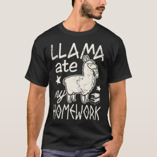 Camiseta Graciosa Llama Ate My Homework Alpaca Tee for Boys