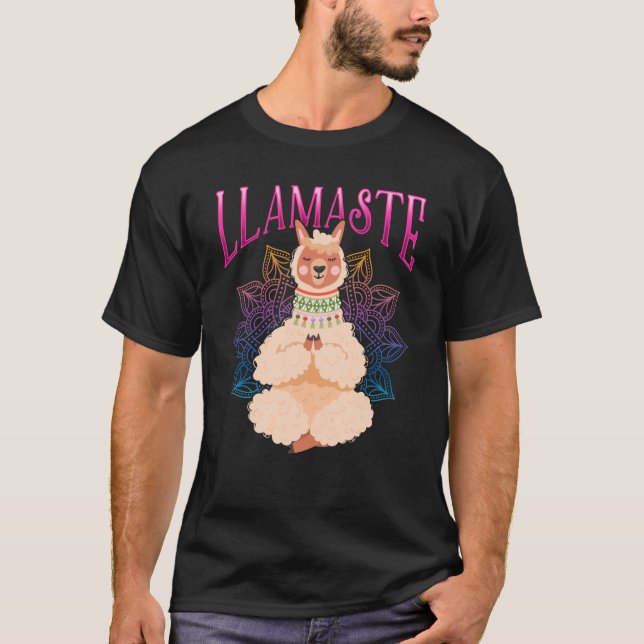 Camiseta Graciosa Llama Yoga relajante animal de meditación (Anverso)