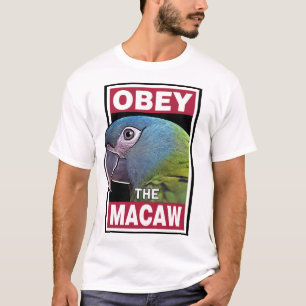 Camiseta Graciosa Macaw De Cabeza Azul - Arte De Pájaro