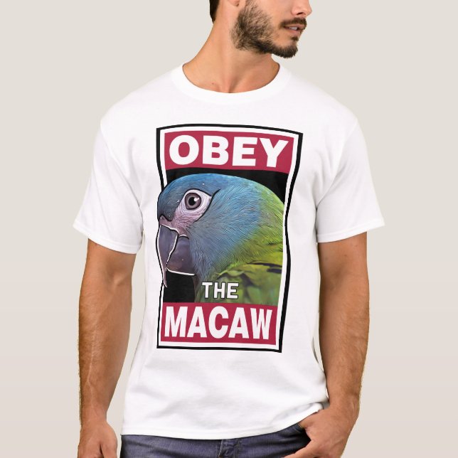 Camiseta Graciosa Macaw De Cabeza Azul - Arte De Pájaro (Anverso)