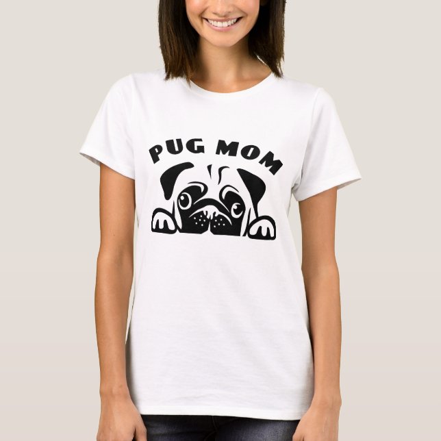 Camiseta Graciosa madre pug, Personalizado porcino cachorro (Anverso)