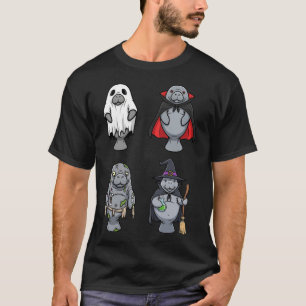 Camiseta Graciosa Manatee Ghost Witch Zombie Vampieen Hallo