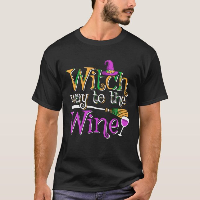 Camiseta Graciosa Manera De Bruja Halloween Para El Vino De (Anverso)
