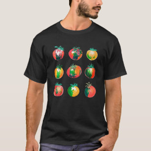 Camiseta Graciosa Mano De Pun De Tomate Dibuja Tomates Acua